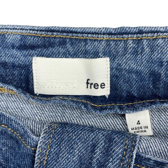 WILFRED FREE Aritzia Ahrens Button Front Mini A-Line Denim Skirt Sz 4 - Picture 5 of 7